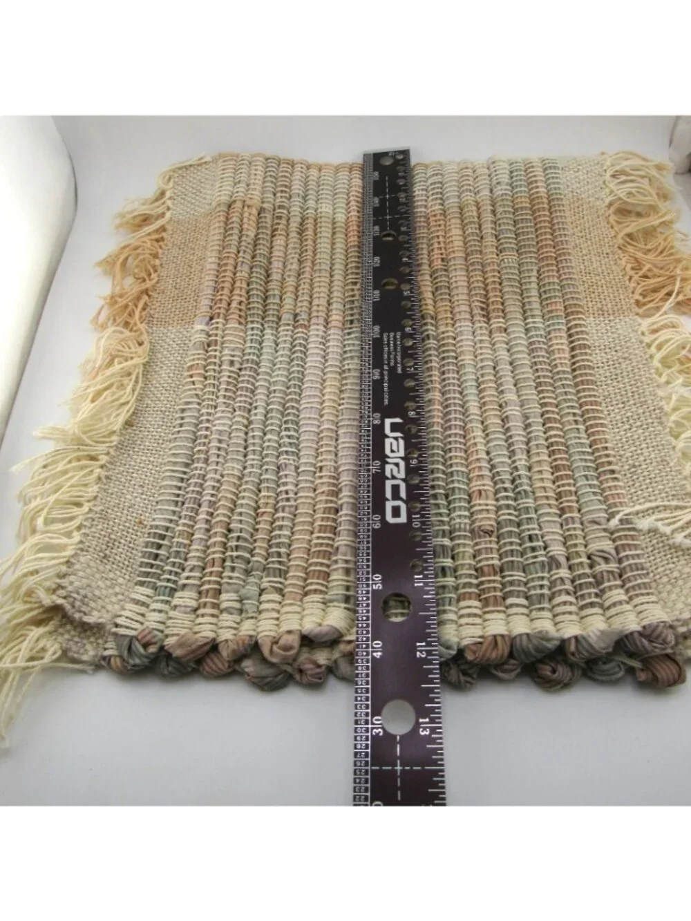 Vintage Handmade Lommed Cotton Rag Runner Farmhouse Country Primitive Cabin Chic